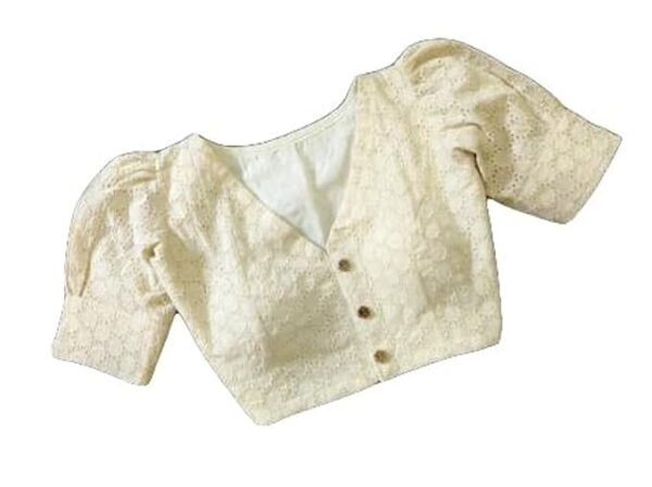 Women's Cotton Chikankari Embroidery Work Readymade Saree Blouse - Image 2