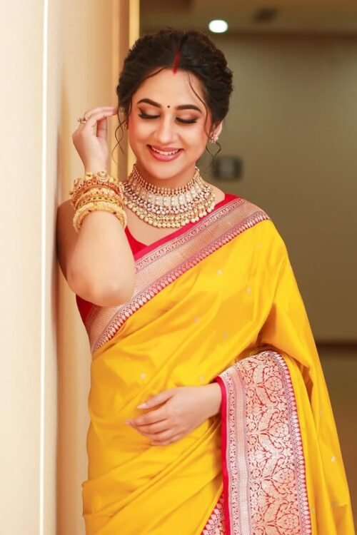 Women’s Kanjivaram Silk Saree Soft Banarasi Sari With Blouse Piece