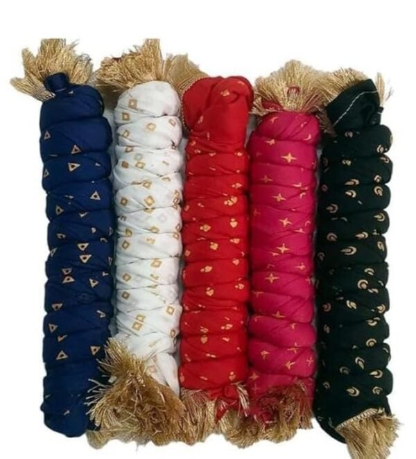Cotton Blend Solid Dupatta For Women,Pack of 5_Gold Print Pack of 5
