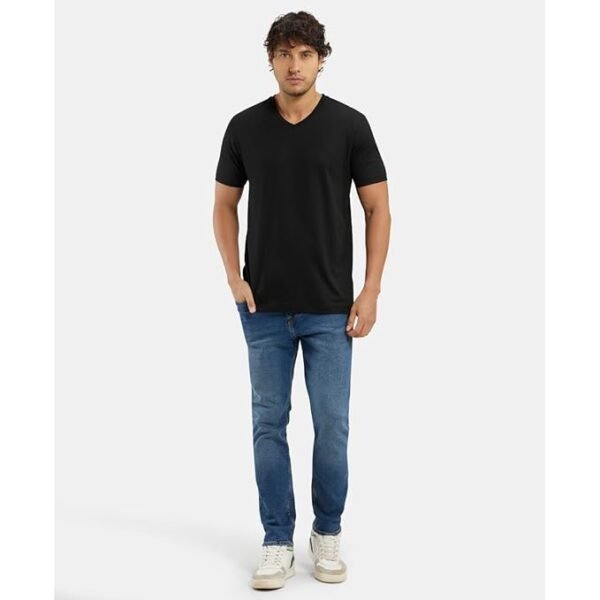 Super Combed Cotton Rich Solid V Neck Half Sleeve T-Shirt - Image 5