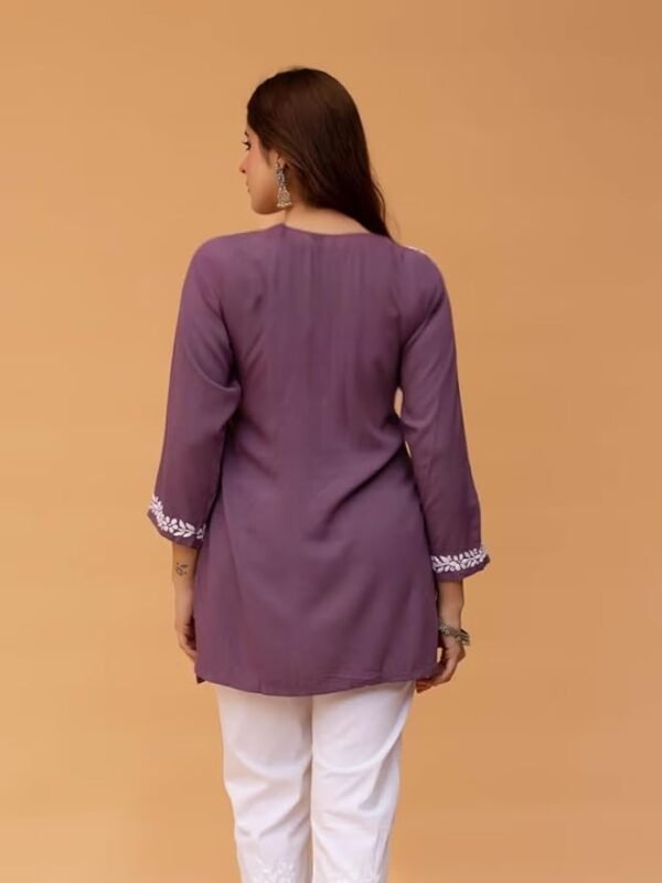 Rayon Chikankari Straight Short Kurta - Image 2