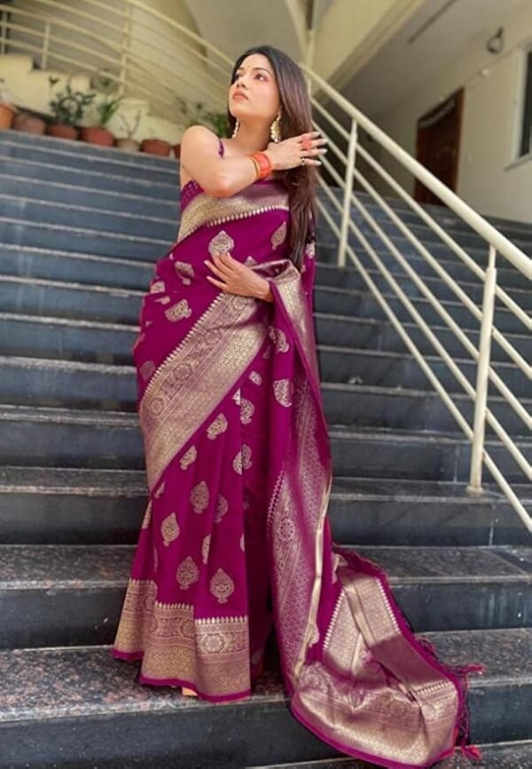 Women's Kanjivaram Art Silk Saree Soft Banarasi Style Sari With Blouse Piece For Wedding
