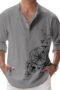 Men's Cotton Blend Mandarin Collar Self One Design Full Sleeve Casual Short