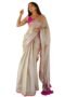 Women's Shimmer Net Lace Border Dual Tone Saree with Unstitched Blouse Piece