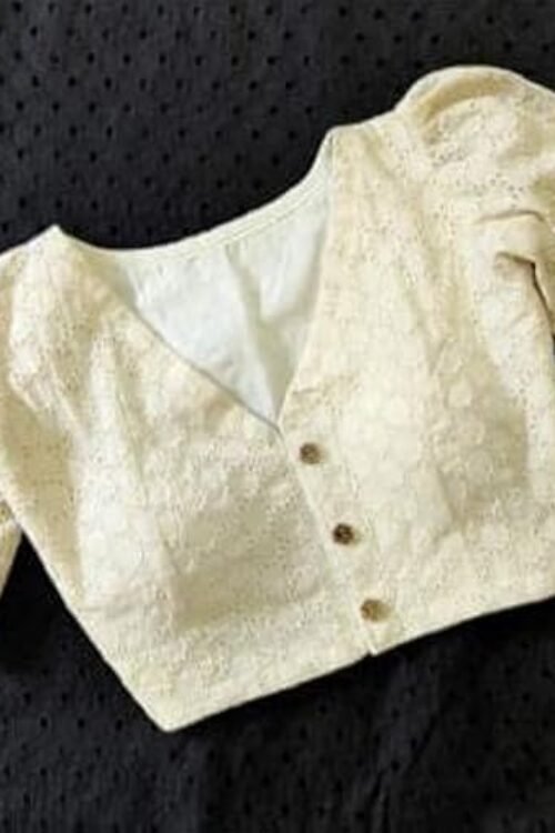 Women’s Cotton Chikankari Embroidery Work Readymade Saree Blouse