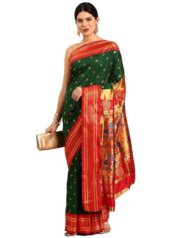 Silk Sarees Women's Kadiyal Soft Silk Maharani Paithani Saree With Blouse Piece - Image 4