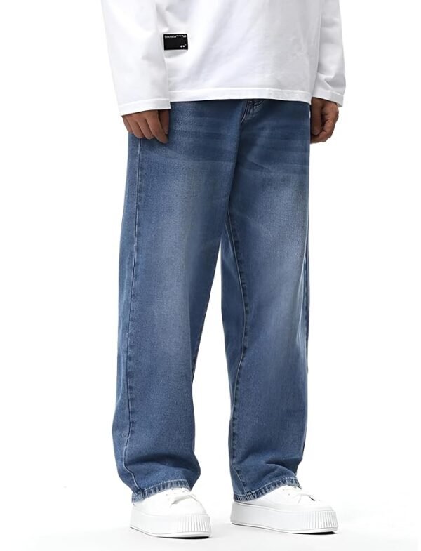 Men's Denim Cotton Oversized Loose Baggy Fit Jeans Pants for Men - Image 2