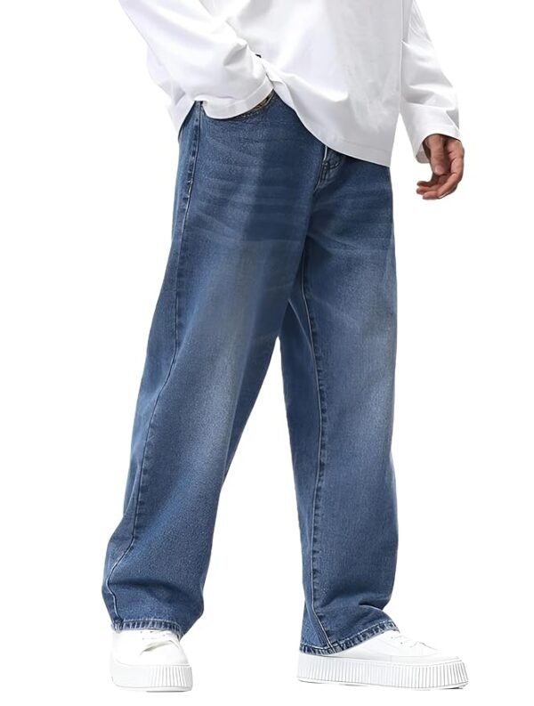 Men's Denim Cotton Oversized Loose Baggy Fit Jeans Pants for Men - Image 3