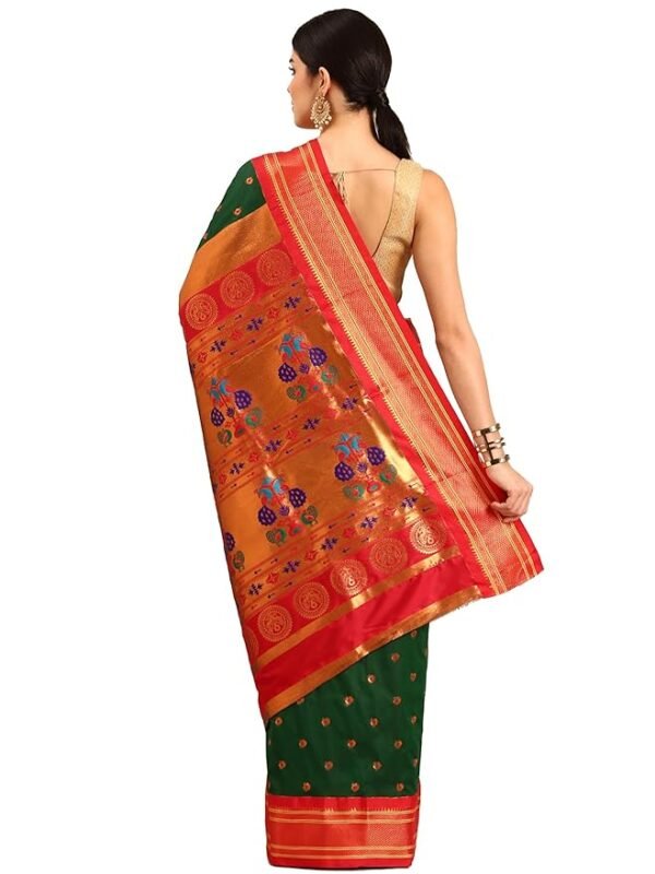 Silk Sarees Women's Kadiyal Soft Silk Maharani Paithani Saree With Blouse Piece