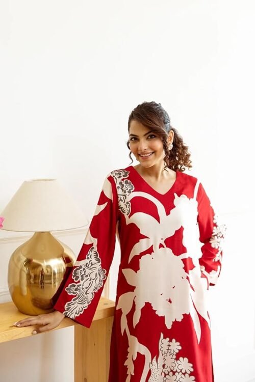 Women’s Rayon Viscose Straight Printed Kurta with Palazzo