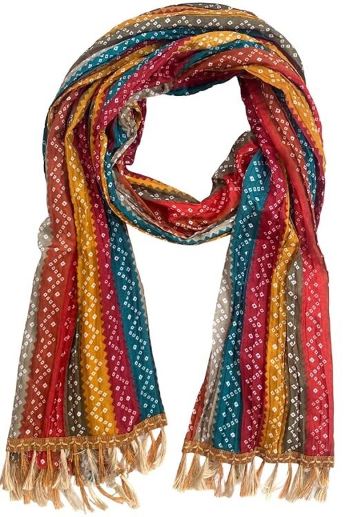 Bandhani and Patola Print Dupatta – Traditional Art Silk Dupattas for Women