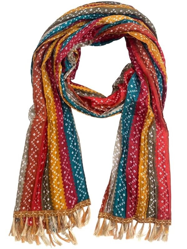 Bandhani and Patola Print Dupatta - Traditional Art Silk Dupattas for Women