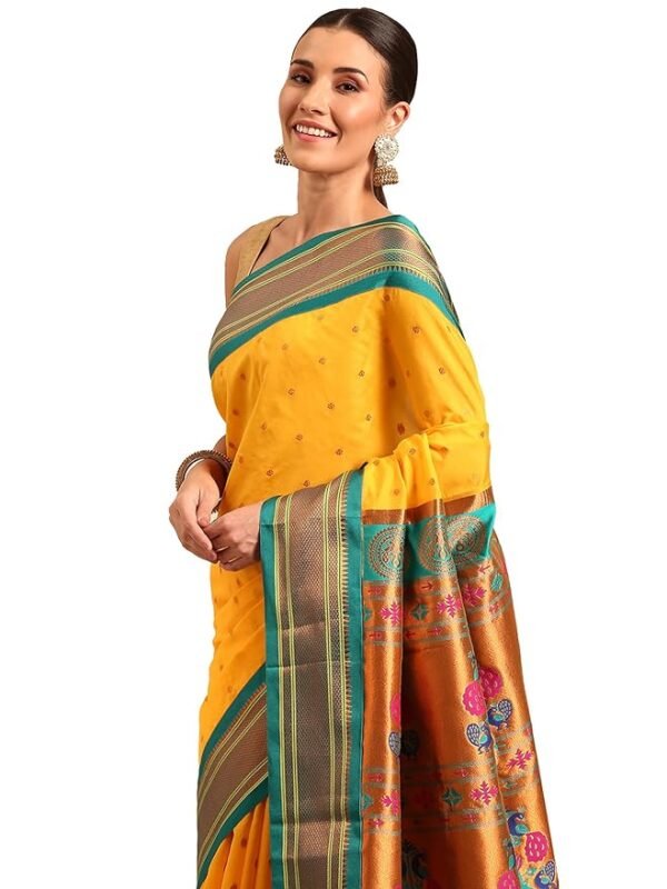 Varkala Silk Sarees Women's Paithani Soft Silk Kadiyal Maharani Saree With Blouse Piece