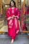 Women's Silk Blend Straight Embroidered Kurta with Pant & Dupatta