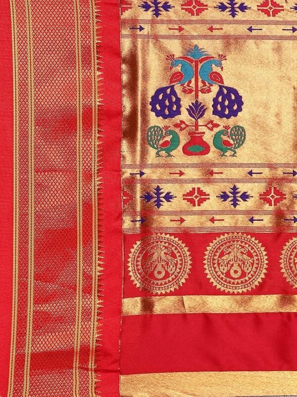 Silk Sarees Women's Kadiyal Soft Silk Maharani Paithani Saree With Blouse Piece - Image 2