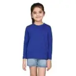 Girls Solid Cotton T-Shirt | Round Neck | Full Sleeves | Plain-Regular Fit |