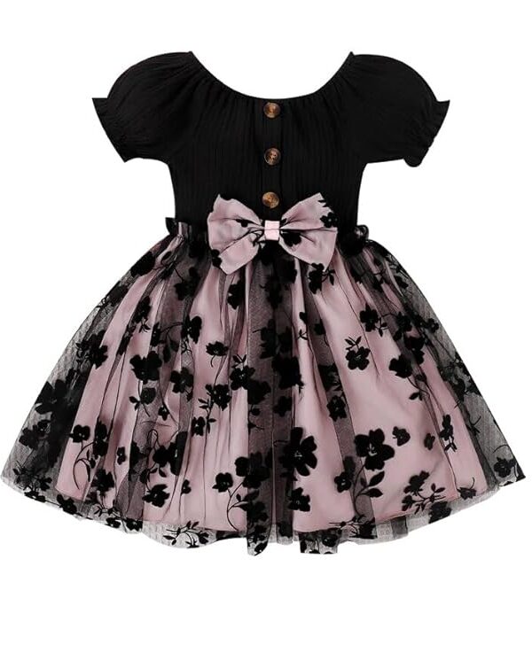 baby girl black dress with front bow stylish