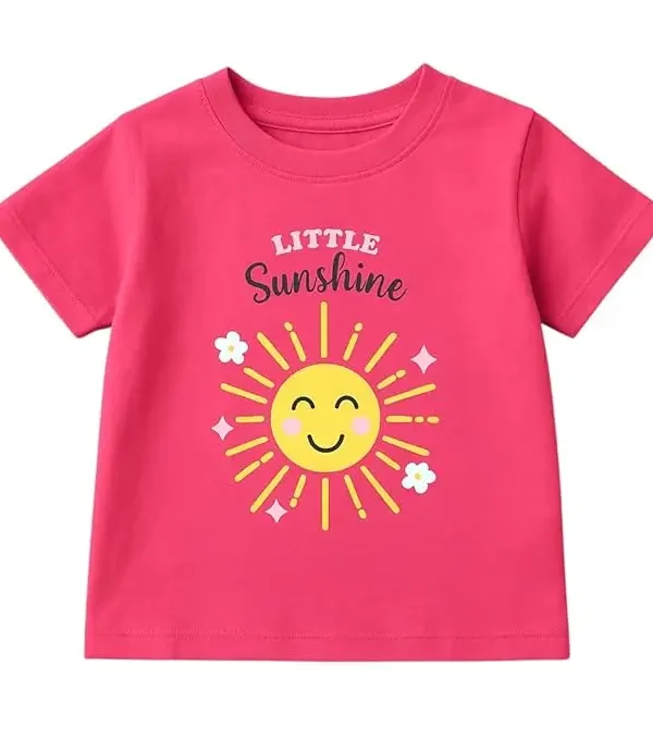 Girls Cotton T-Shirt for Kids | Printed Tee | Round Neck Relaxed Fit Half Sleeves