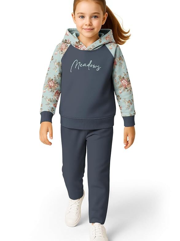 Trendy Co-ords With Hoodie Sweatshirt and Trackpant Clothing Set for Girls.