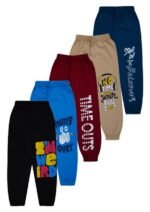 Boy's Cotton Regular Fit Printed Track Pants (Pack fo 5)