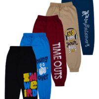Boy's Cotton Regular Fit Printed Track Pants (Pack fo 5)