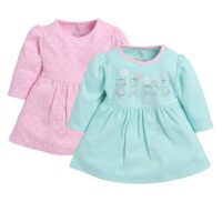 Full Sleeve Regular Round Neck A Line Frocks for Baby Girls (Pack of 2)