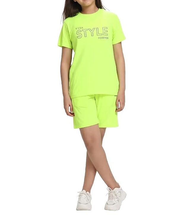 Girls 100% Cotton Bio Washed Printed T-Shirt and Shorts Co-ords Clothing Set | Premium Soft & Breathable Summer Casual Comfort Outfit for Girls
