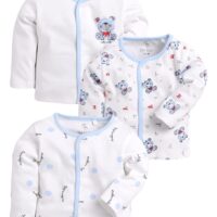Baby GO Cotton Full Sleeve Regular Round Neck Front Open Pack of 3 Tees for Baby Boy's Clothing Set