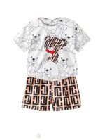 Summer Baby Boy Dress, Cotton Printed Half Sleeves T-Shirt and Short Set for Kids
