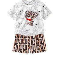Summer Baby Boy Dress, Cotton Printed Half Sleeves T-Shirt and Short Set for Kids