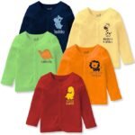 minicult Cotton Unisex Front Open Full Sleeve T-Shirt with snap Buttons and Cute Prints Combo Pack