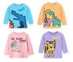 Boys Cotton Full Sleeves Printed T-Shirt (Multicolor) Combo Pack