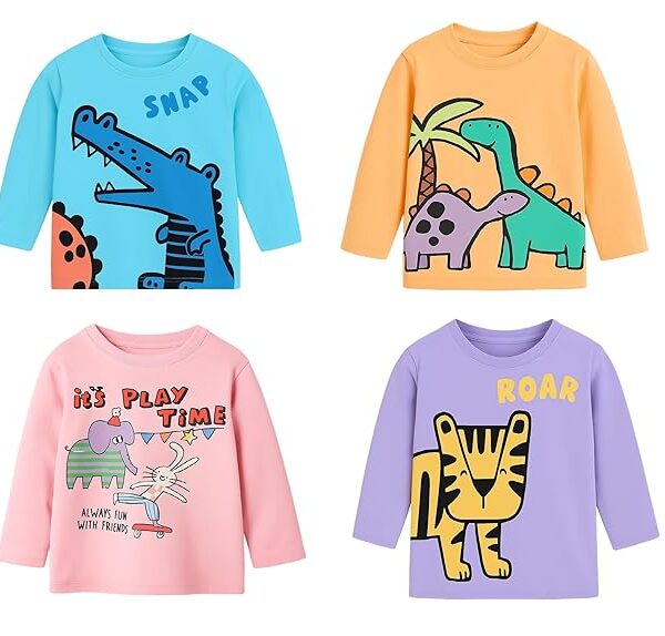 Boys Cotton Full Sleeves Printed T-Shirt (Multicolor) Combo Pack
