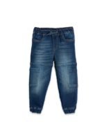 Girls Cotton Rich Stretchable Jogger Jeans | Elasticated Waistband and Cuff | Casual Denim