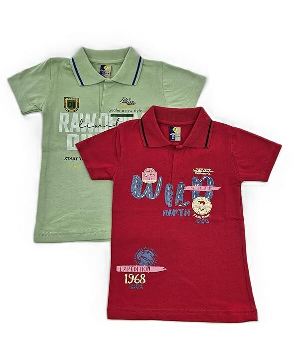 Infant/Toddler/Kids Half Sleeve Regular FIT Cotton Collar Neck T-Shirt Soft & Stylish Outfit for Boys