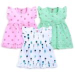 Baby Girls 100% Cotton Sleevless Girls Frock Pack of 3