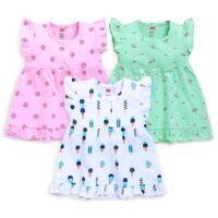 Baby Girls 100% Cotton Sleevless Girls Frock Pack of 3