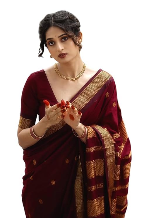 Women’s Pure Kanjivaram Soft Silk Saree Banarasi Style Ladies Sadi With Blouse Piece for Wedding