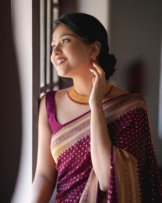 Women's Pure Soft Silk Saree With Blouse Piece For Wedding