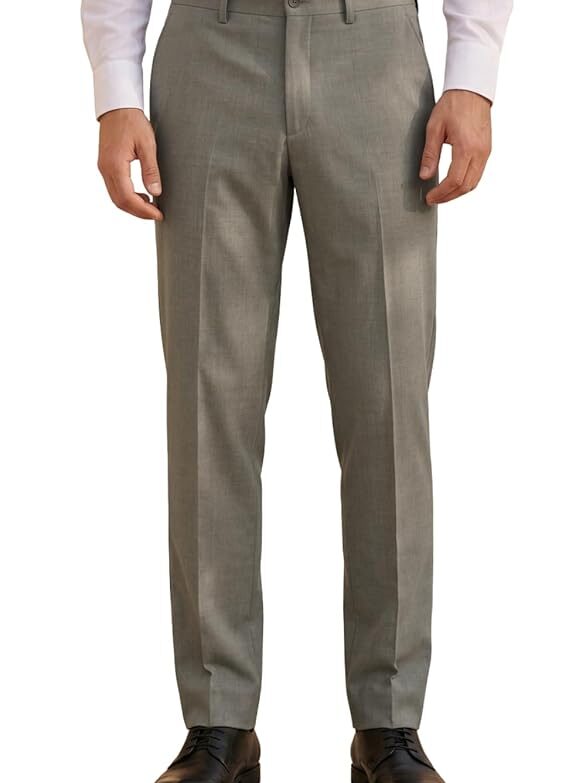 Men's Regular Fit Everyday Smart Wear Comfort Stretch Work Ready Solid Formal Trouser