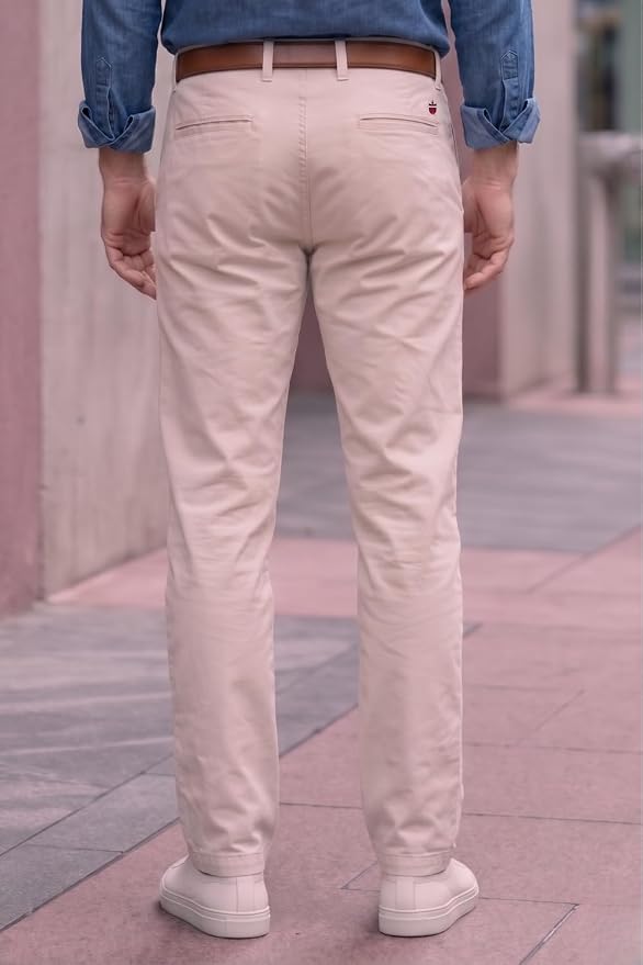 Men's Slim Fit Slant Pocket Made of Stretch Fabric Solid Casual Trouser - Image 4