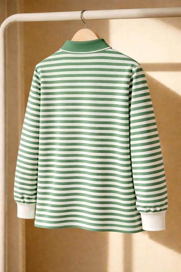Men’s Premium Black Striped Polo T-Shirt | Long Sleeve Cotton Blend | Casual & Smart Wear - Image 2