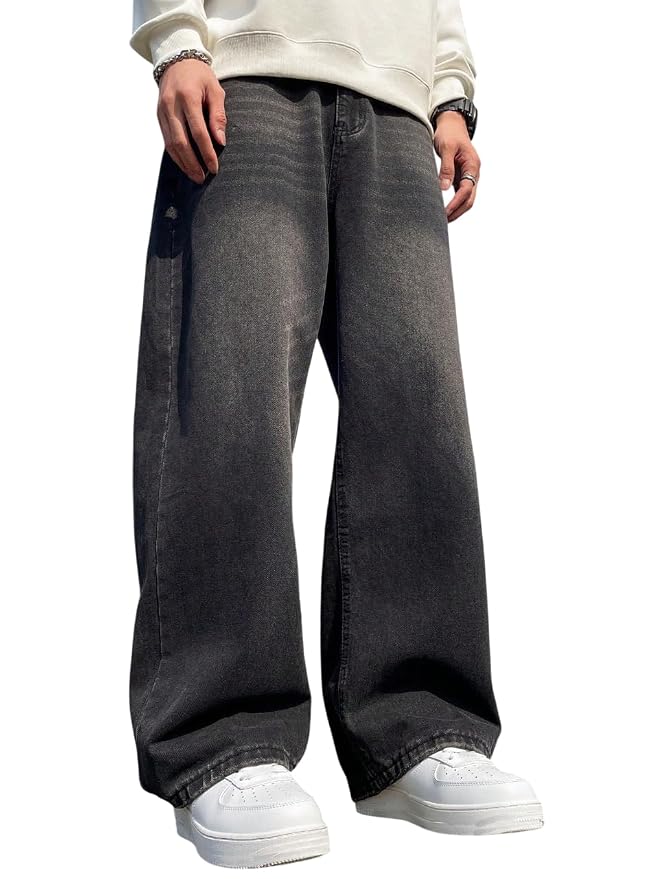 Baggy Fit Jean's for Man || Loose Fit High Rise Denim || Stretchable Casual Wear Jean,s || Dance Rap Rapping Style Pant for Men || Denim Cotton Jeans