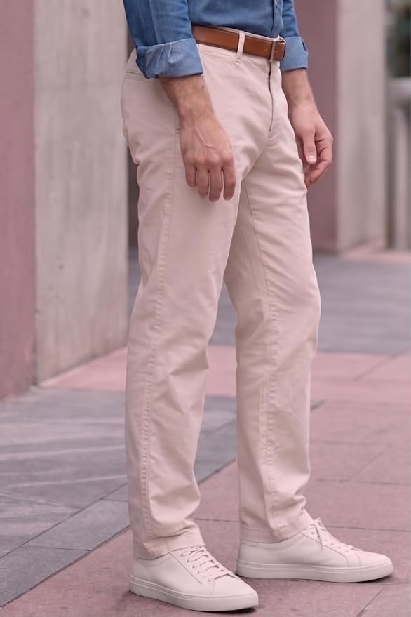 Men's Slim Fit Slant Pocket Made of Stretch Fabric Solid Casual Trouser - Image 3