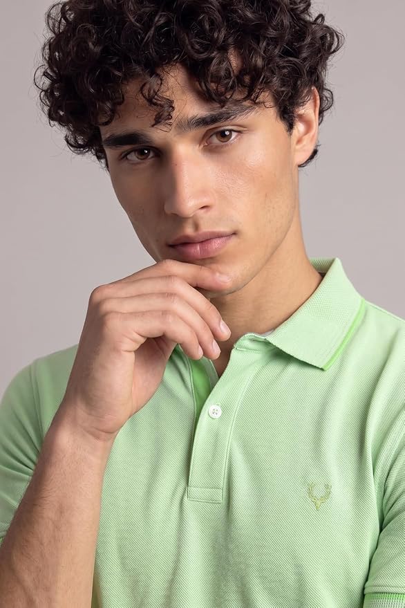 Men’s Pastel Shade Polo T‑Shirt | Bird’s Eye Knit Texture | Soft Cotton‑Blend | Regular Fit | Half Sleeves | Casual Everyday Wear - Image 3