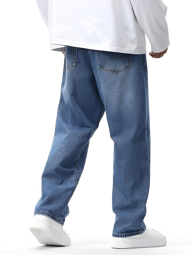 Baggy Fit Jean's for Man || Loose Fit High Rise Denim || Stretchable Casual Wear Jean,s || Dance Rap Rapping Style Pant for Men || Denim Cotton Jeans - Image 2