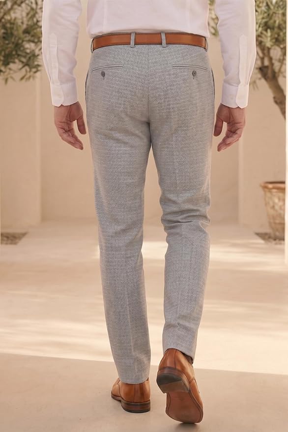 Men's Slim Fit Everyday Smart Wear Comfort Stretch Work Ready Checks Formal Trouser - Image 2