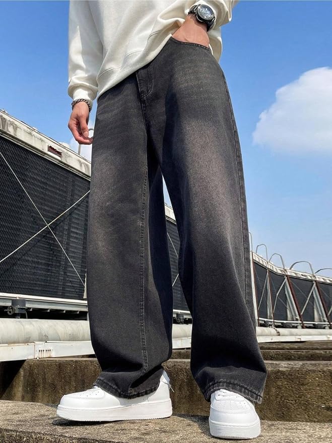 Baggy Fit Jean's for Man || Loose Fit High Rise Denim || Stretchable Casual Wear Jean,s || Dance Rap Rapping Style Pant for Men || Denim Cotton Jeans - Image 2