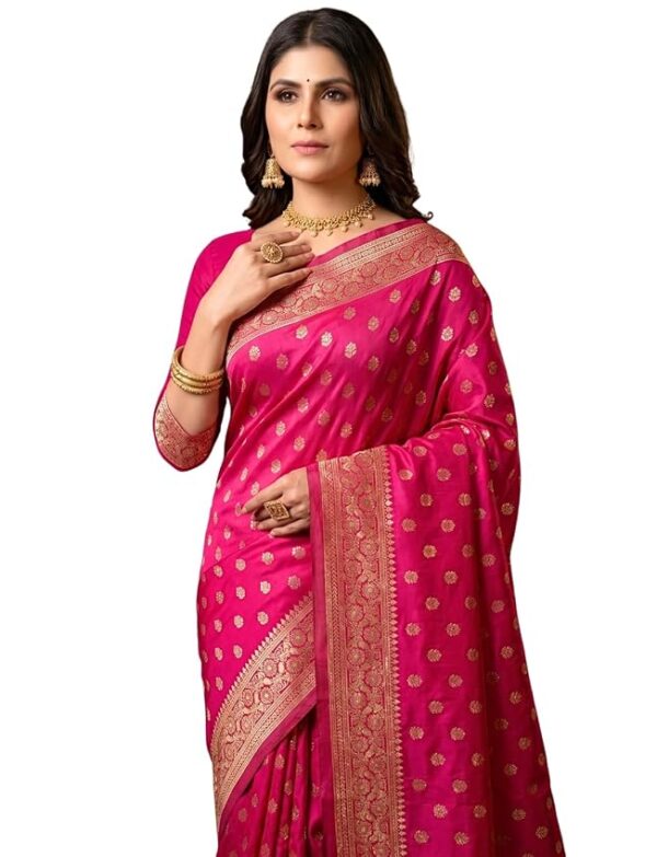 Women's Pure Kanjivaram Silk Saree Soft Design With Blouse Piece For Wedding
