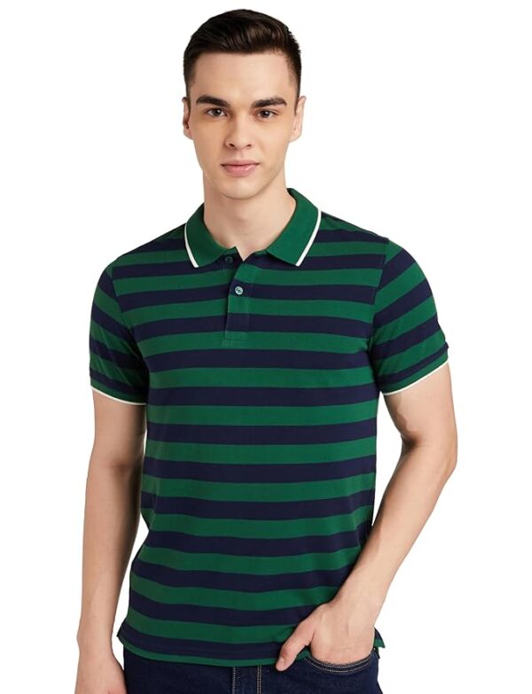 Men's Cotton Rich Striped Polo Tshirts | Collar Tshirts | Half Sleeves - Regular Fit